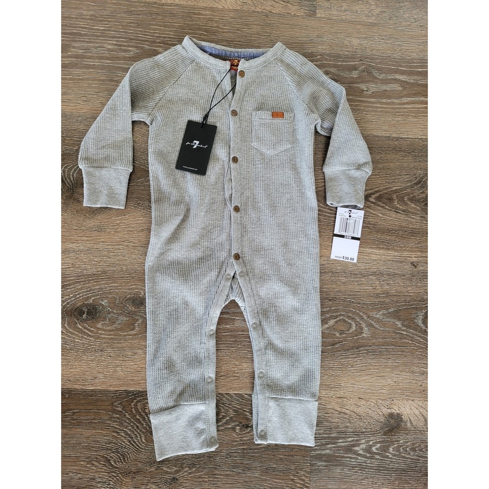 7 For All Mankind Baby Thermal Knit One Piece Outfit Jumpsuit Gray 3-6 months #9